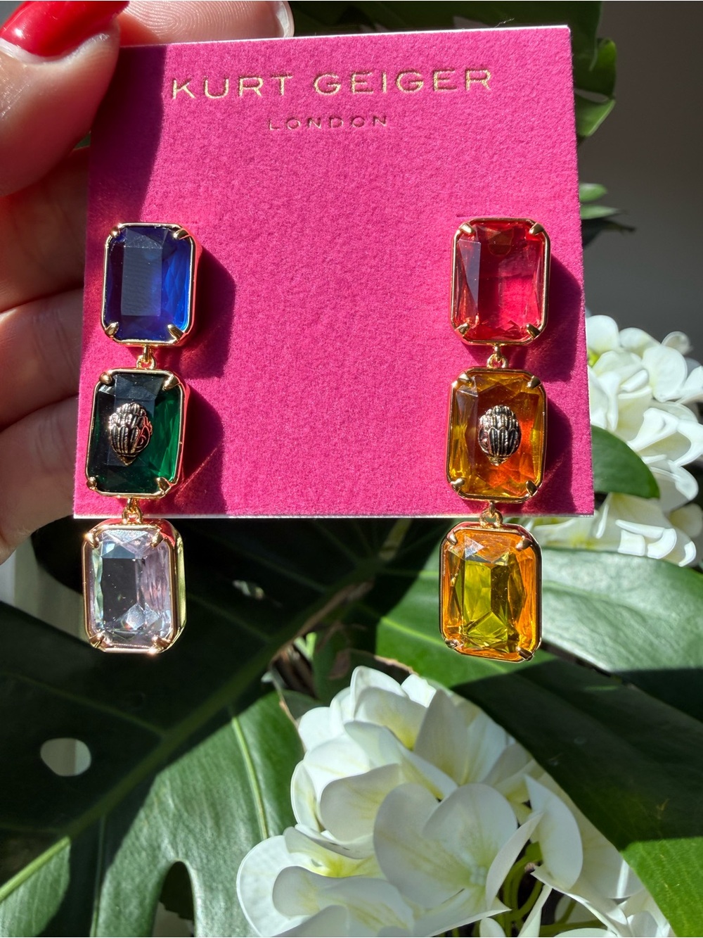Kurt Geiger  London Gold EagleHead  multicolor Drop Earrings - Picture 7 of 7